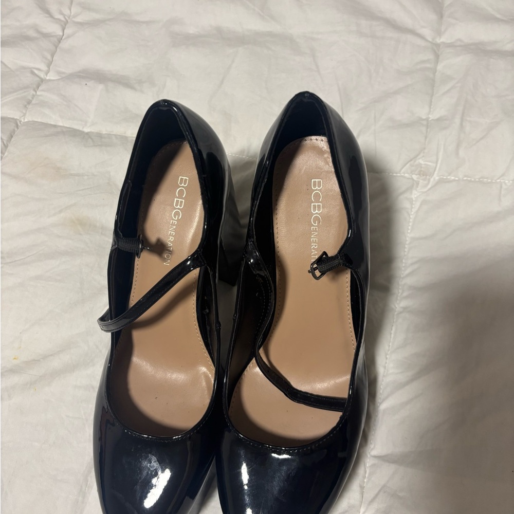 BCBG Black Patent Leather Mary Jane Heels